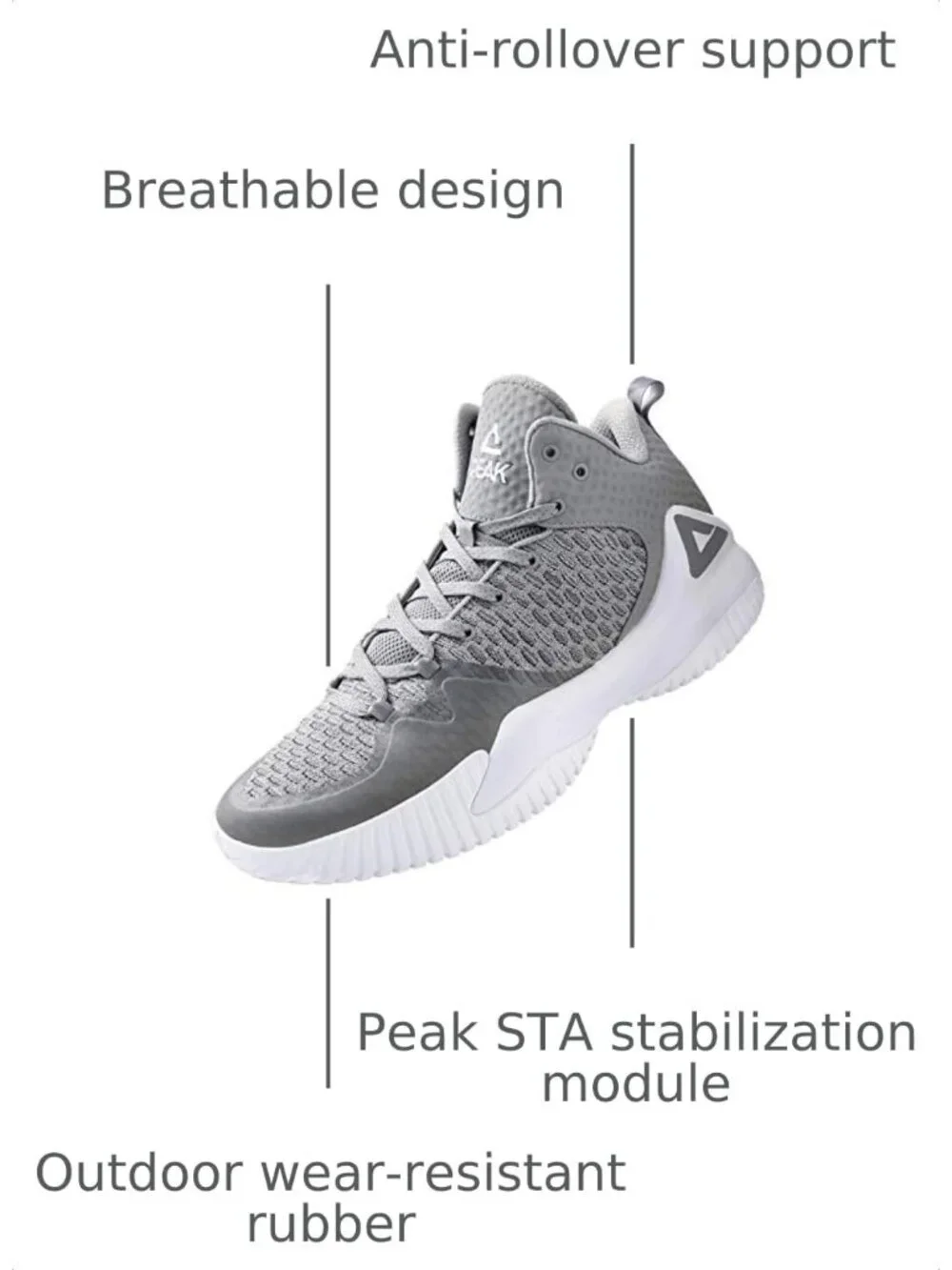 Men's Silver Gray Lou Williams Streetball Outdoor Breathable Basketball Shoes